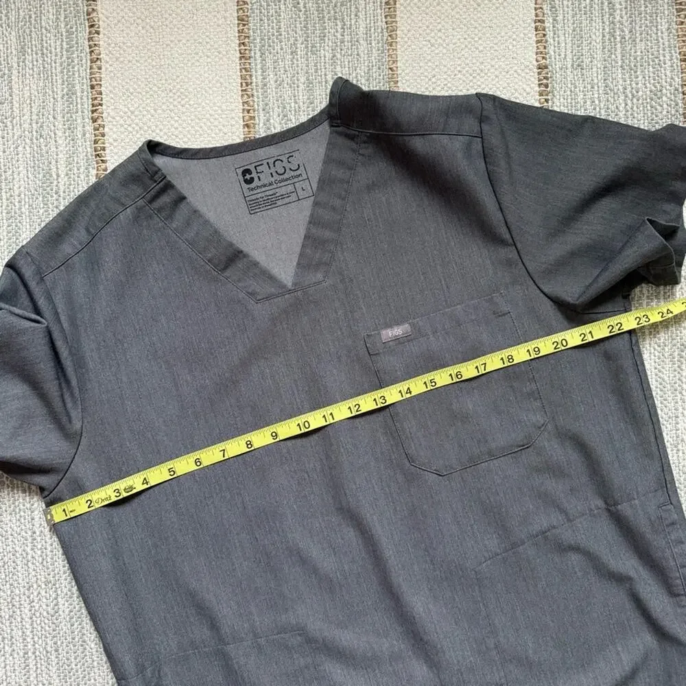 Figs Men’s Chisec Graphite Grey Three-Pocket V-Neck Short Sleeve Scrub Top Large - Picture 5 of 8